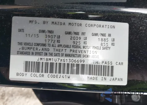 2016 Mazda Mazda3 I Sport from USA, damaged, VIN JM1BM1U7XG1306699
